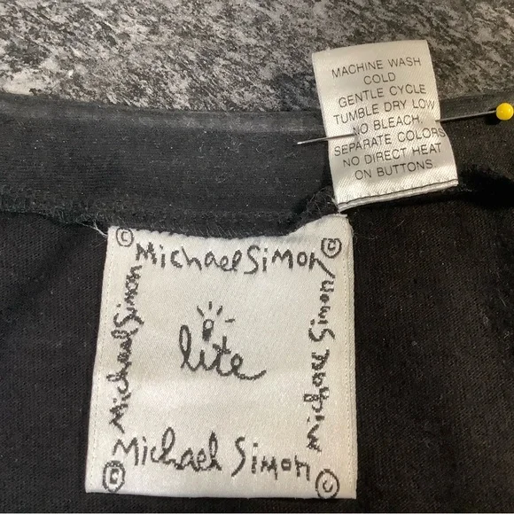 Vintage 90s Michael Simon Black cardigan embroidered Ice Cream and Cherry - Picture 4 of 7